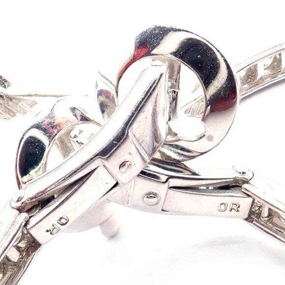 Authentic! Van Cleef & Arpels 18k White Gold Diamond Large Hoop Earrings - Picture 14 of 16